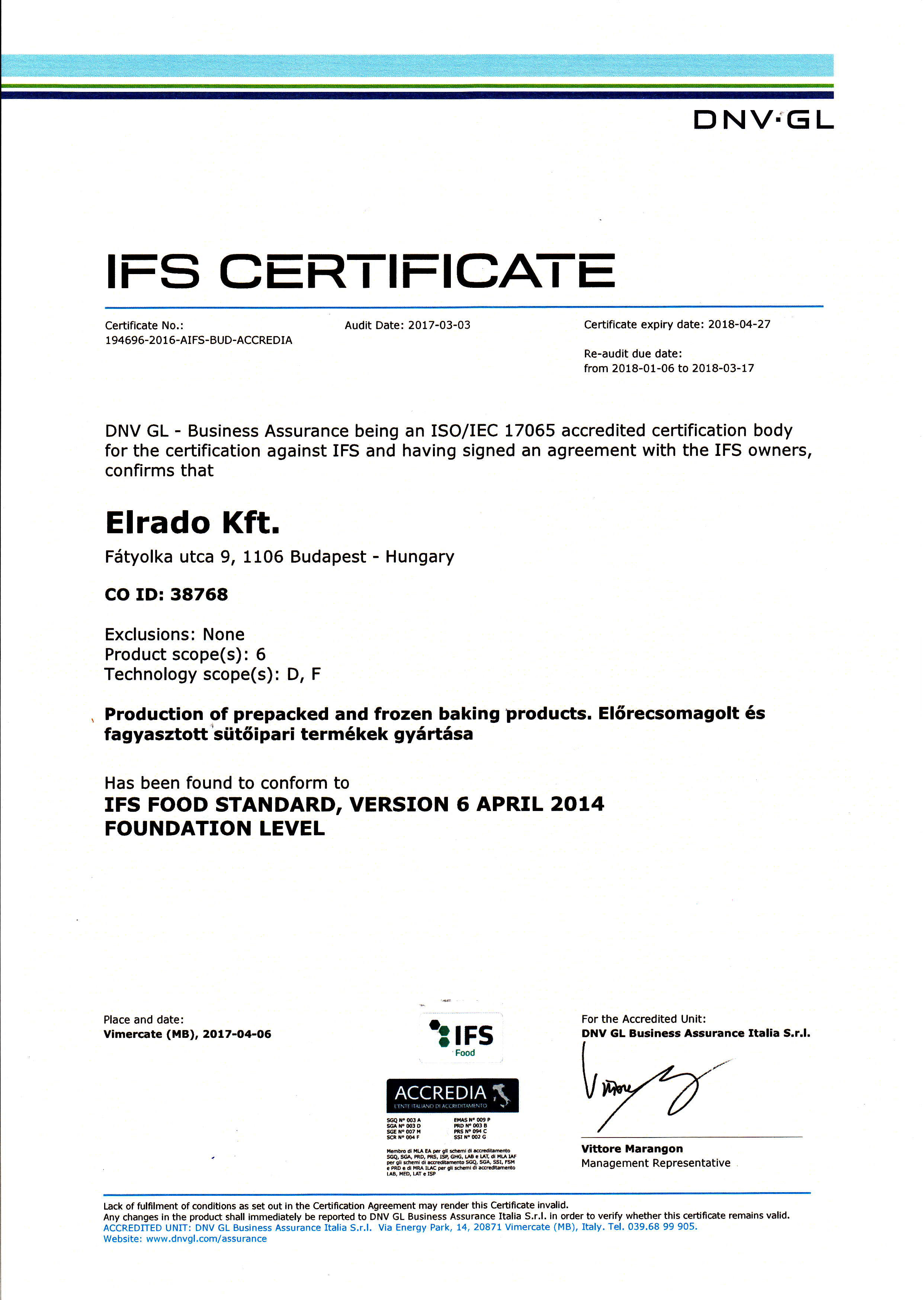ifs certificate